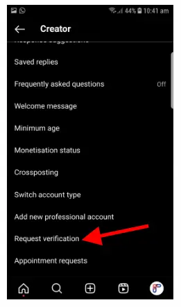 Select Request Verification from the options