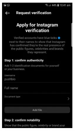 Fill out the verification form