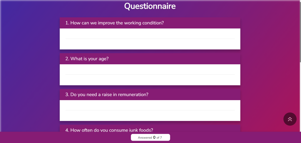 a simple survey designed using surveyheart