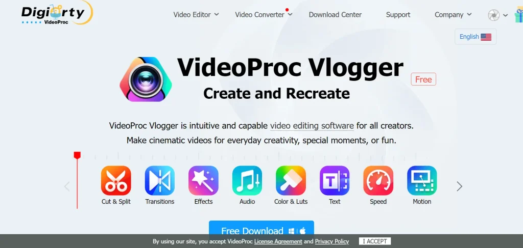 VideoProc Vlogger Homepage