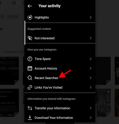Recent Search on Instagram