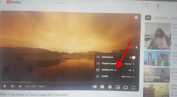 click on the subtitles/CC button