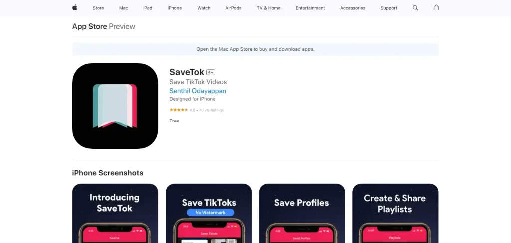 SaveTok TikTok video downloader 