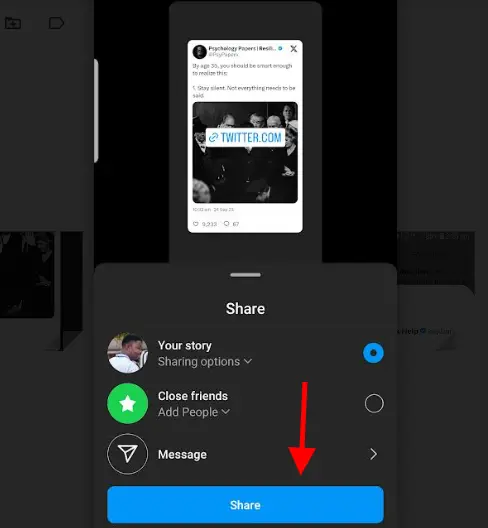 how to share tweets to Instagram Stories
