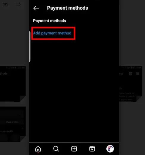 click on the "Add Payment Method" button