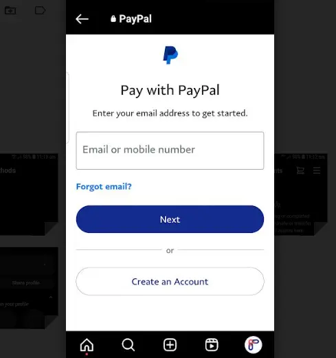 Instagram payment with PayPal
