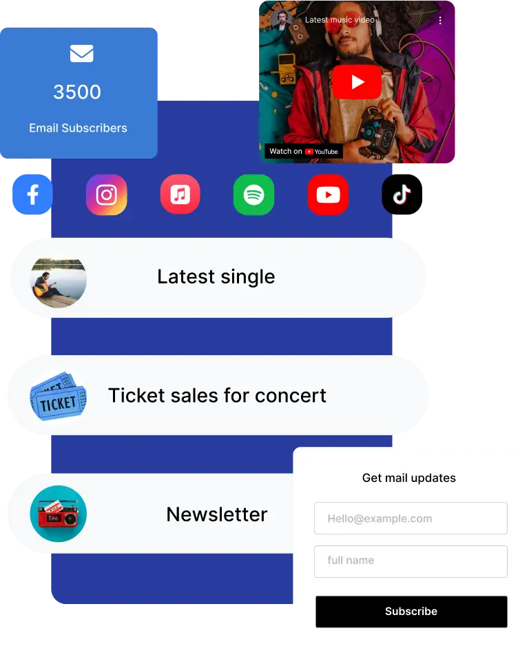 Easily link to your latest events and ticket sales