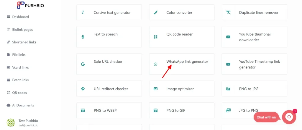 Pushbio WhatsApp Link Generator 
