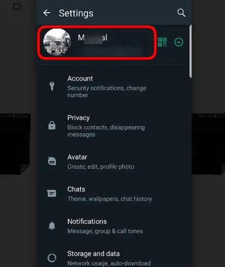 WhatsApp profile