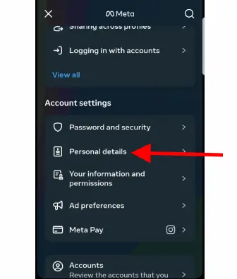 and then click on "Personal details."