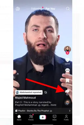 Click on the Share icon on the right panel in front of the video