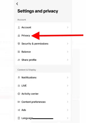 Within the settings, find the 'Privacy' tab and click on it