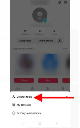 click on the Creator tools option