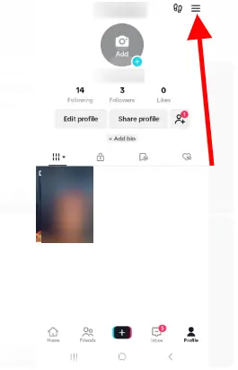 click on the three horizontal line at the top of your profile page