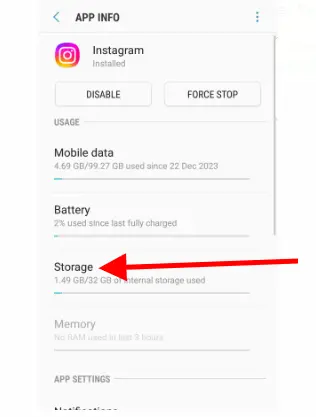 Select "Storage."