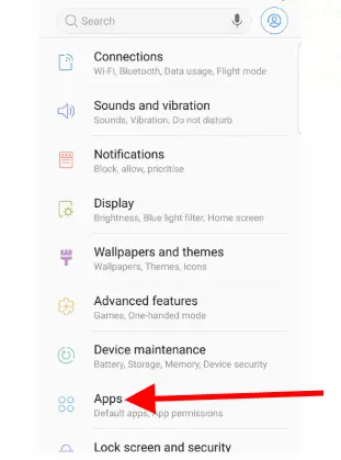 Look for and tap on "Apps" or "Apps and notifications."
