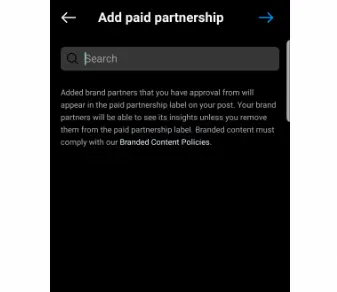 Choose "Brand Partners" and type in the partner's name