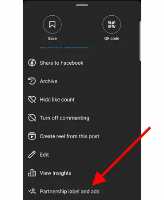 Scroll and select "Partnerships label and Ads."