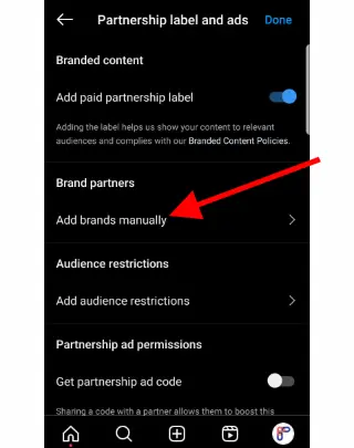 Scroll to and click on "Add brands manually"