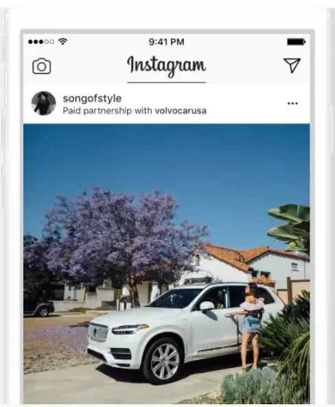 paid partnership label on Instagram
