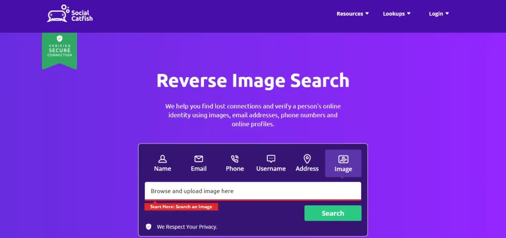 How to search for people on OnlyFans by Image using the Socialcatfish website