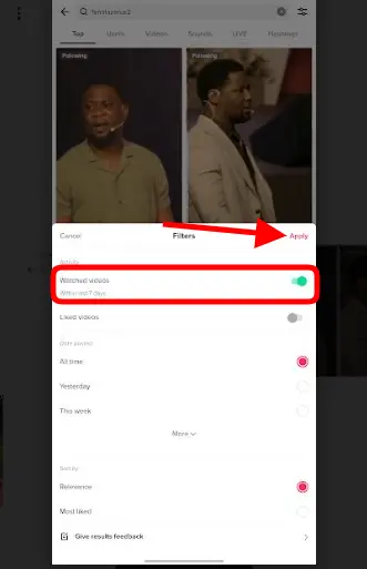 Choose the Watched option from the Filters menu