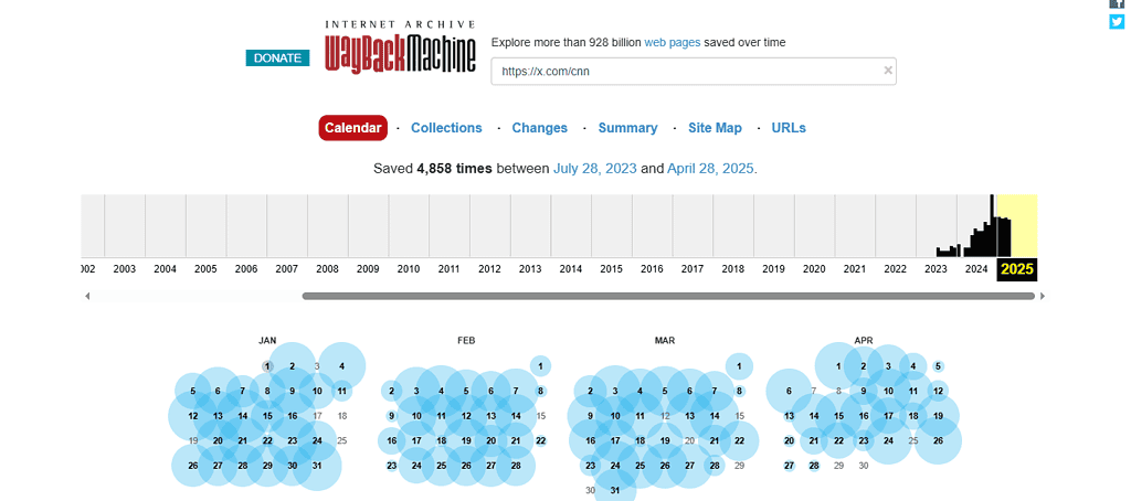 wayback machine for checking old tweets