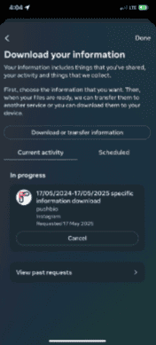 how to request your data from Instagram