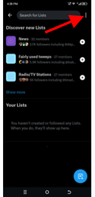view Twitter Lists you're on