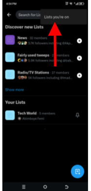 view Twitter Lists you're on