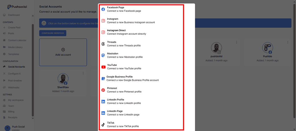 create a social media calendar with Pushbio