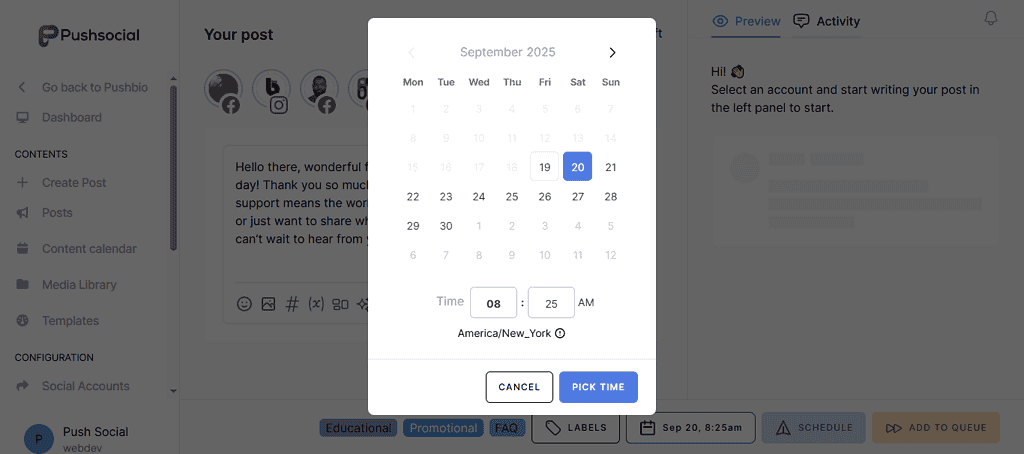 How to schedule TikTok posts with Pushbio