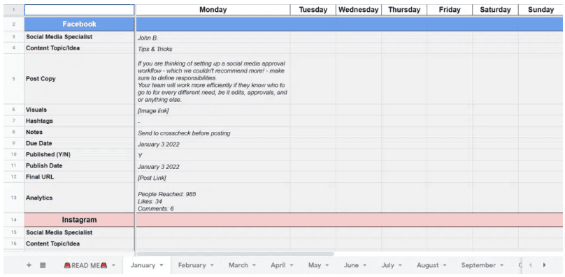 Best free content calendar examples: SocialBee