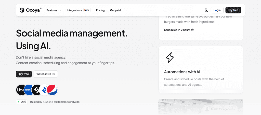 Top AI-powered social media scheduler: Ocoya