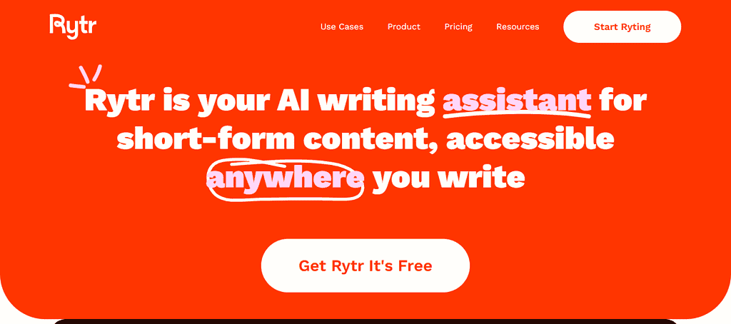 Best AI writing assistant for social media: Rytr