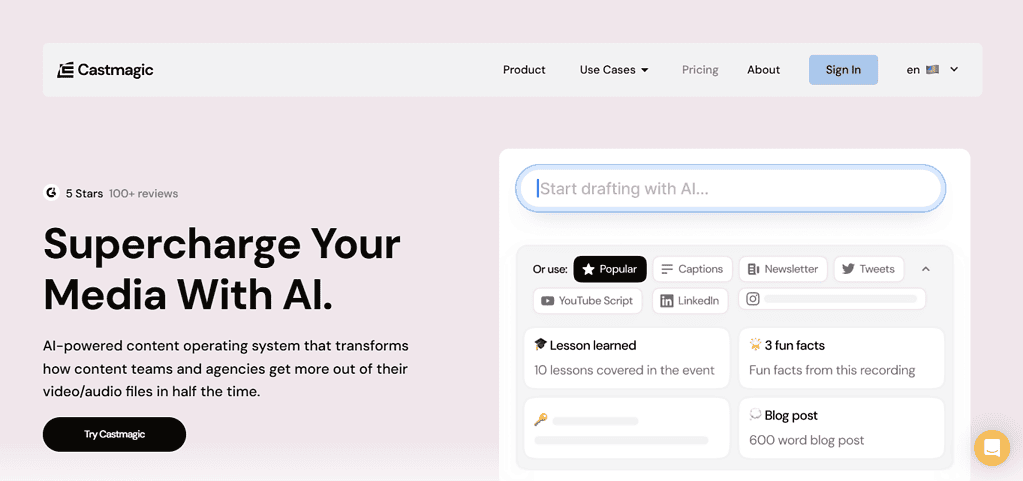Best AI tools for LinkedIn content creation: Castmagic