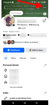 Find your Facebook URL on the mobile app