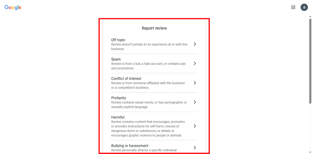 How to report a review via Google Maps