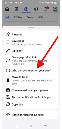 Turn off comments on a Facebook page post
