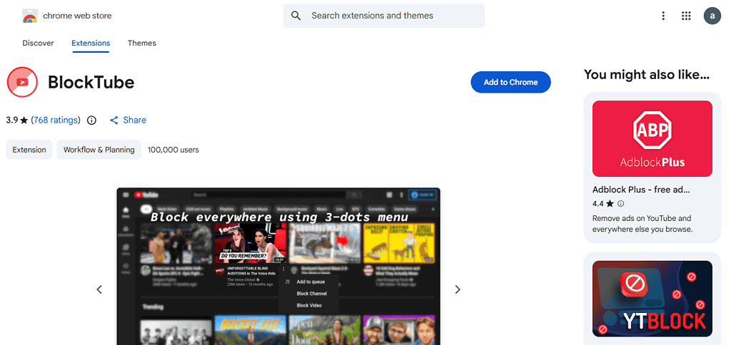 How to block YouTube channels using Chrome extensions