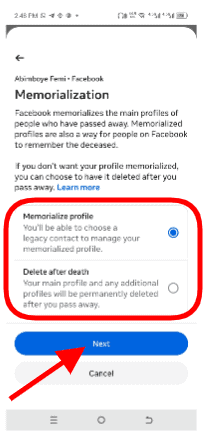 Legacy contact